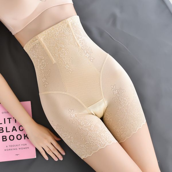 

high waisted body shaping flat angle belly women's ice lace anti light safety underwear large plus long leg pants after delivery