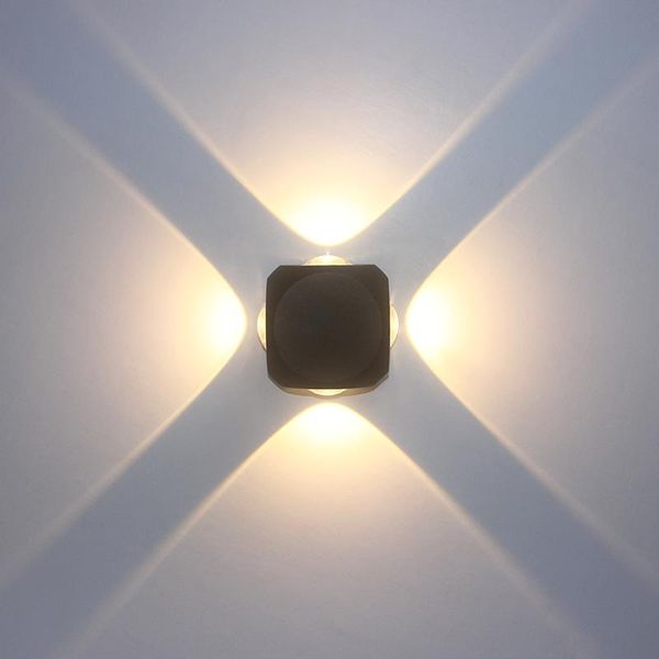 

new modern waterproof 4w 12w led wall sconce ip65 outdoor fixtures garden light indoor home bedside lamp lighting dice shape