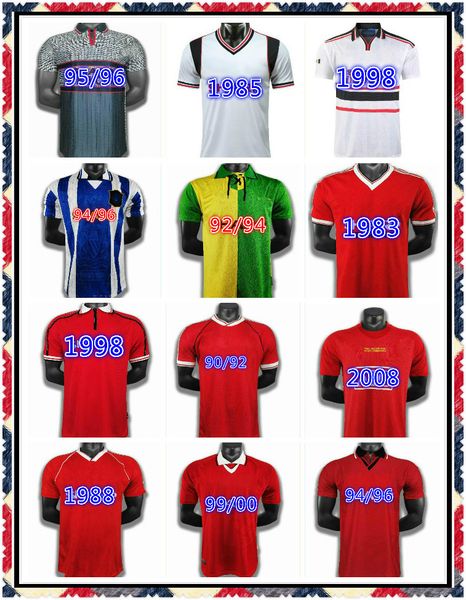 

manchester retro 1992 1993 1994 home away red football shirt 92 93 94 vintage soccer jersey classic man cantona beckham robson giggs, Black;yellow