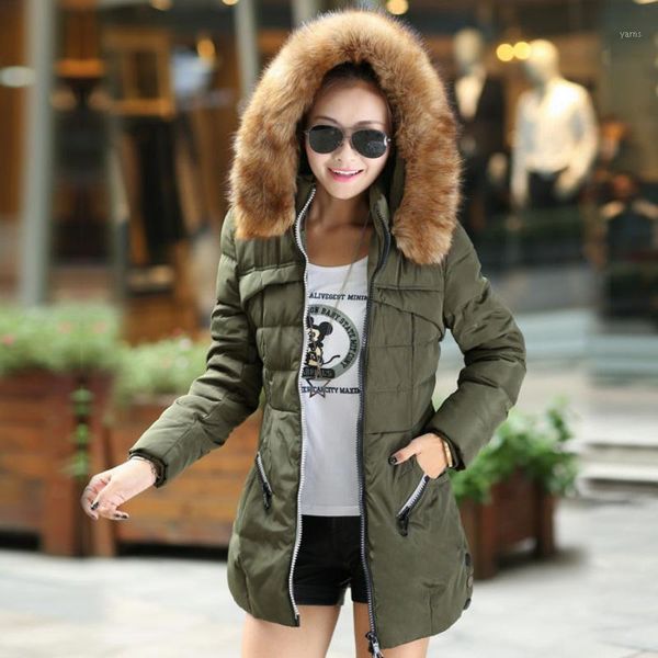 

female jacket 2017 women's down jacket coat winter parka large size fur collar hooded thick warm long hight quality1, Black