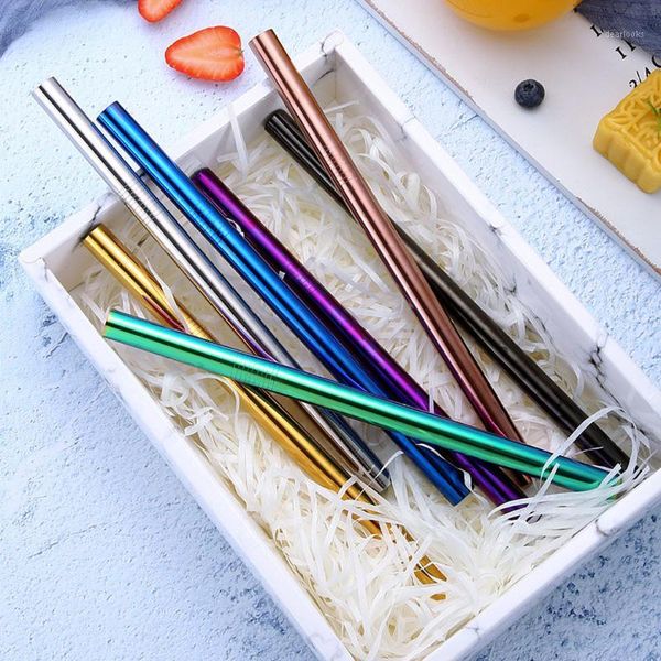 

1 pc solid color drinking straws stainless steel metal reusable straws juice mixing tube bar accessorie #101