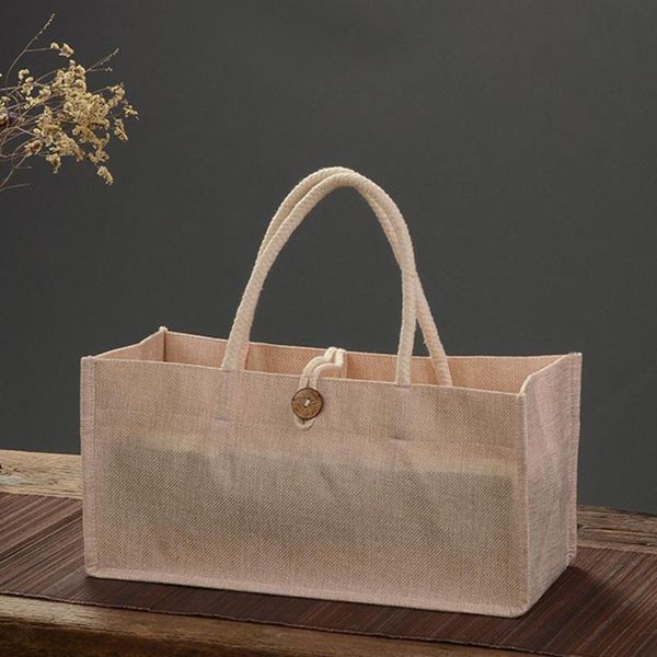 

retro linen gift bag shopping carrying bag reusable handbags storage organizer wedding christmas birthday party gift packing