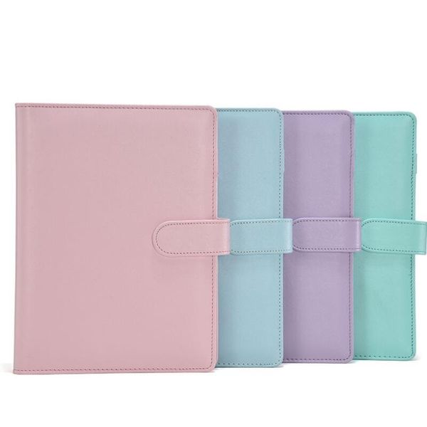

a6 empty notebook binder loose leaf notebooks without paper pu faux leather cover file folder spiral planners scrapbook 5 colors dhl free, Purple;pink
