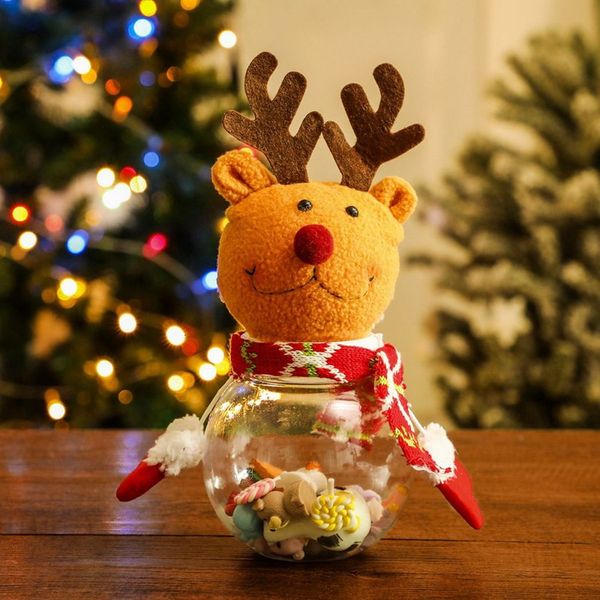 

2pcs christmas candy jar family squad storage sweet gifts snowman merry christmas decorative xmas decor ornaments gifts