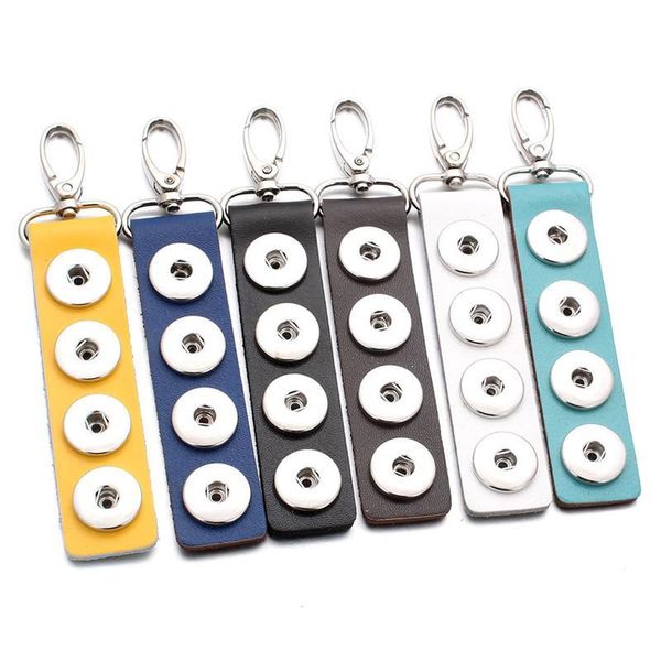 

new snap jewelry 18mm 4 snap buttons keychain leather keyrings for women's gift diy jewel qylxiz, Silver
