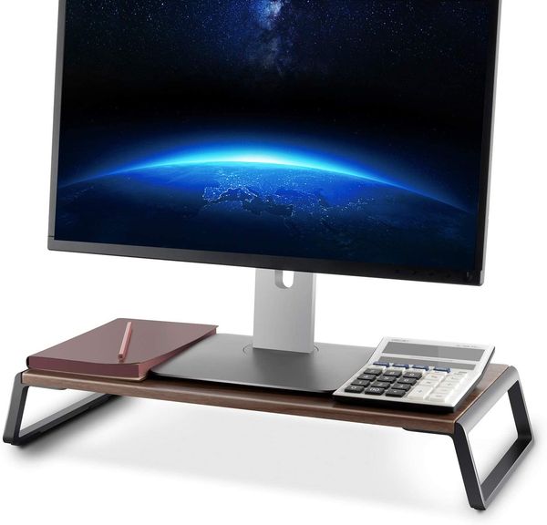 Alzata per monitor con piedini in metallo per computer portatile iMac TV Display LCD Stampante, alzata per monitor per computer con organizer da tavolo da scrivania 20x9,45 pollici