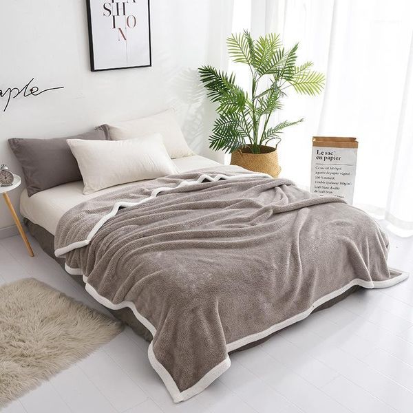 

autumn and winter thick solid color lambskin blanket office yoga cover blanket encryption skin-friendly breathable1