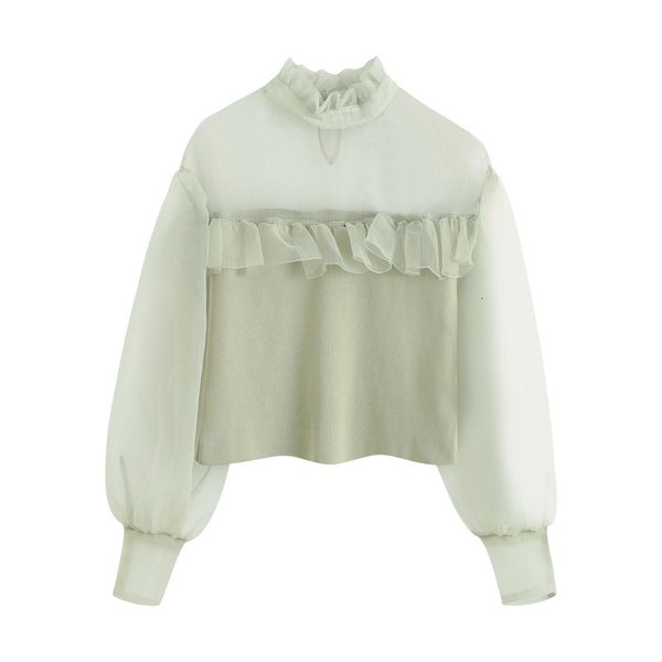 

2021 new bb 2825 autumn europe and the united states women's organza knitting coat qxwv, White