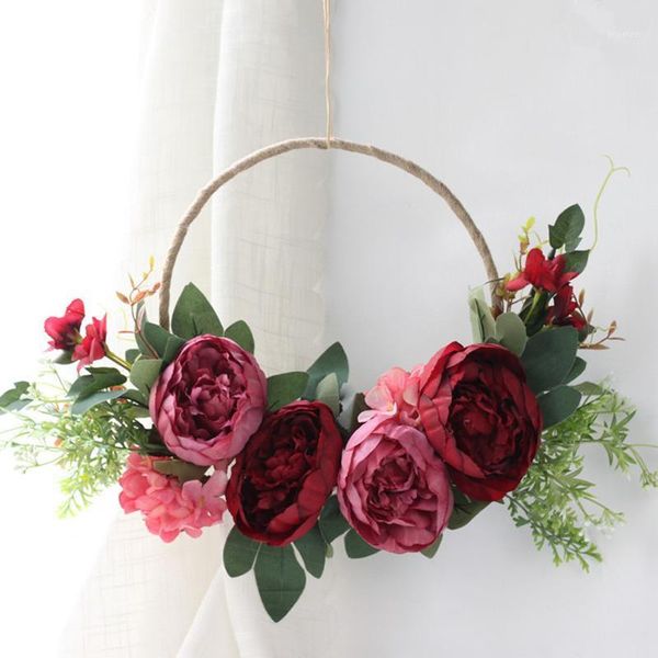 

diy flower wreaths door hanging decoration christmas wreaths simulation floral garland for wedding decoration home office party1
