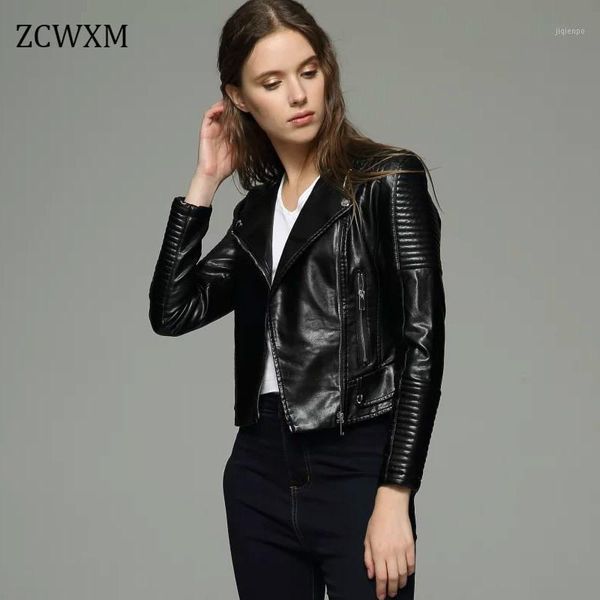 

women's leather & faux zcwxm autumn womens jacket and coats slim biker soft coat zipper design motorcycle pu short black jacket1