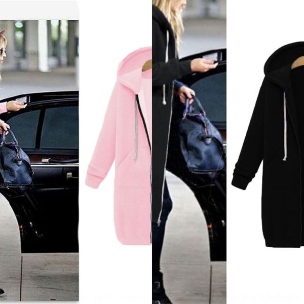 

kuwiq thickened zippersweater hooded zipper zipper zipper0581 thickened coat hooded zipper sweater mid-length coat mid-length zipper0581 ucq, Black