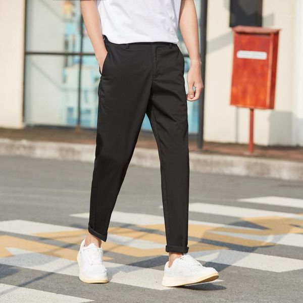 

semir casual pants men 2020 new summer fashion simple straight pants men's comfortable stretch nine tide1, Black