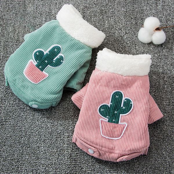 

cute cactus pet clothes dog coat jacket for dogs costume winter warm dog clothes corduroy dogs pets clothing for dogs chihuahua y200330
