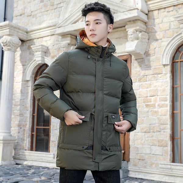 

2020 new luxury designer men's padded jacket men's cotton clothes winter handsome casual all-match medium and long tooling1, Black