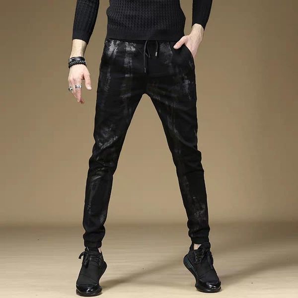 

new summer thin black man pants korean self-cultivation harlan beam men's male skinny elastic trousers sweatpants