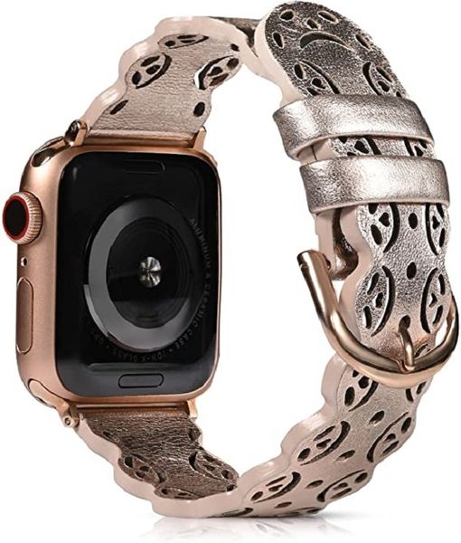 

laser leatherwatch band for apple watch 38 40 41 42 44 45mm, Black;brown
