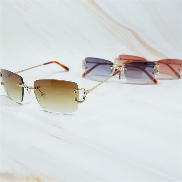 

70% off factory online sale rhinestones glasses men women wire diamond iced out rimless stylish shades eyewear sun glasses, White;black