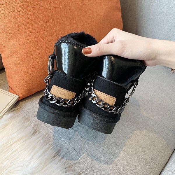 

fur snow boots 2020 winter new short tube waterproof wool boots non-slip cute soft cute female cotton plus velvet, Black