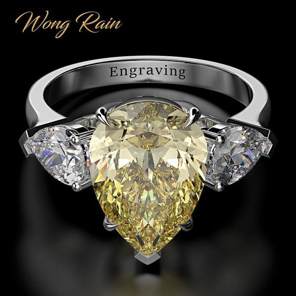 

wong rain 100% 925 sterling silver pear created moissanite aquamarine gemstone wedding engagement ring fine jewelry wholesale 201006, Golden;silver