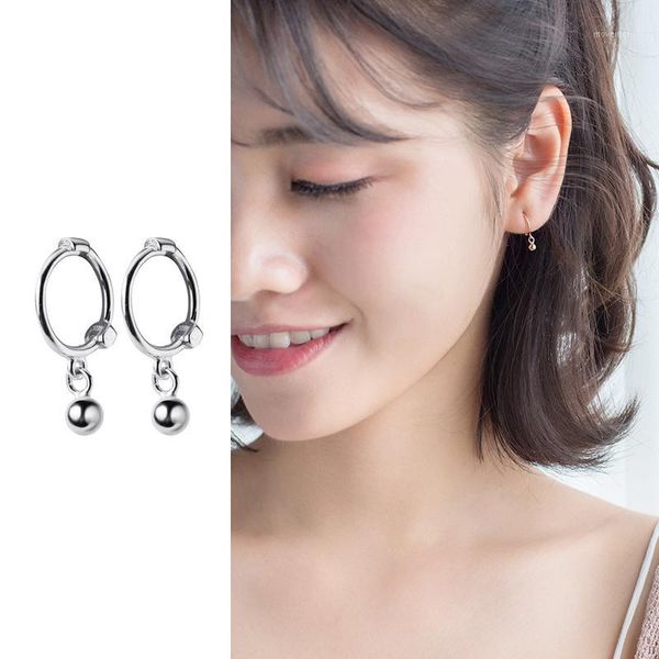 

mocanie fashion 925 sterling silver little balls minimalist anti-allergy hoop earring for women girl fine jewelry student gift1, Golden;silver
