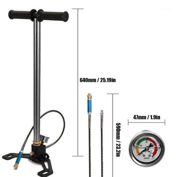 

6000psi high pressure gauge foldable base pcp car bike manual air pump inflator with oil-water separator and quick connector1