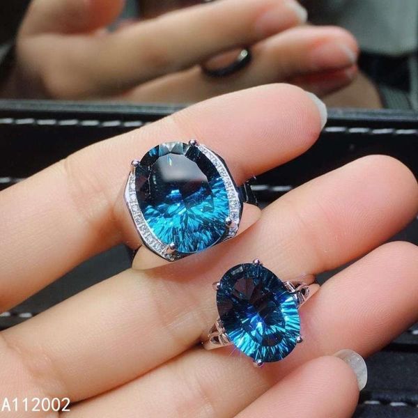 

kjjeaxcmy fine jewelry natural blue z 925 sterling silver new gemstone men women ring couple suit support test luxury, Golden;silver