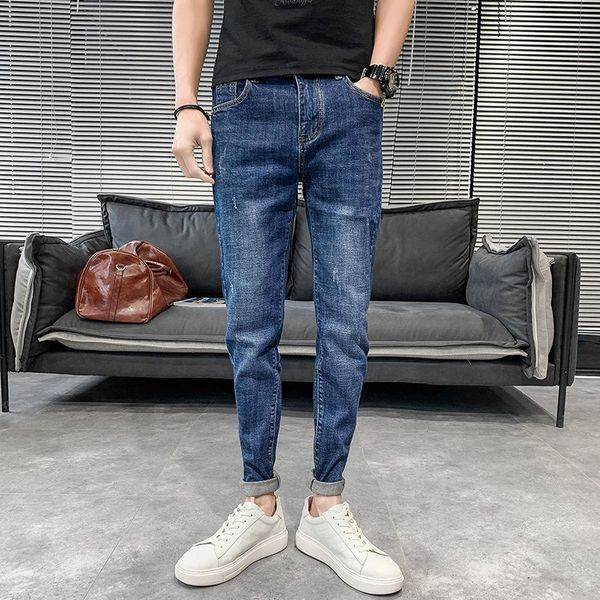 

2021 new autumn new arrivals blue denim of thin legs elastic long cargo pants gdim