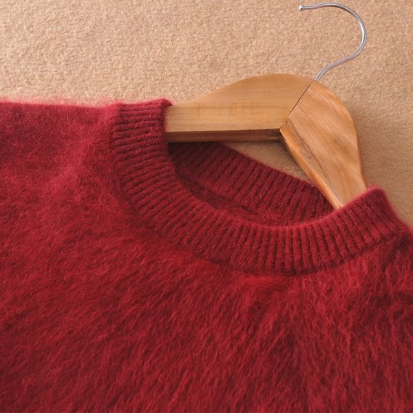 

men pullovers 100% mink cashmere knitting sweaters new fashion winter thick warm pullovers man sweater 201125, White;black