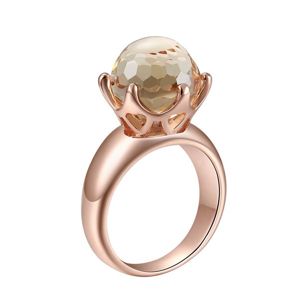 

queen ball champagne crystal rings jewelry rose gold stone large stock drop ship jewellery women's ring, Silver