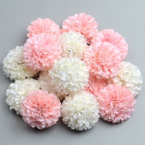 50 pcs 5cm artificial pompom rosa branco flores de seda cabeça hydrangea casa decoração de casamento diy scrapbooking flor falsa grinalda y200104