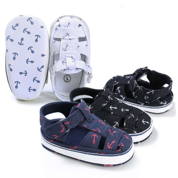 

canvas children's 2020 summer new casual boys' sandals solid color baotou baby sho wear ristant, Black;red
