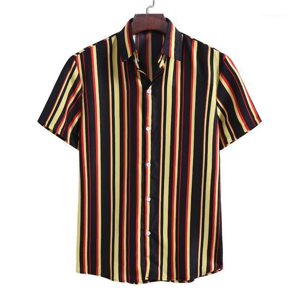 

men's casual shirts feitong summer men fashion striped printed short sleeved shirt chemise homme camisas 20211, White;black