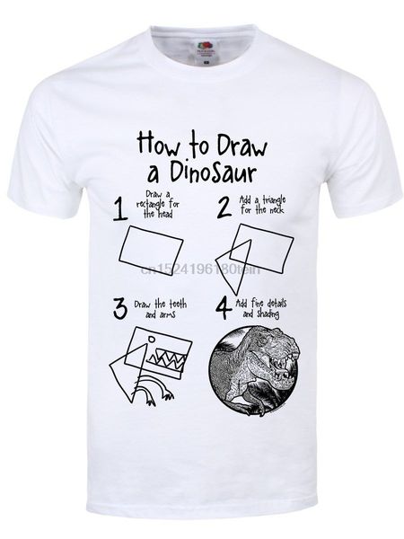 

how to draw a dinosaur men's white t-shirt sport hooded sweatshirt hoodie