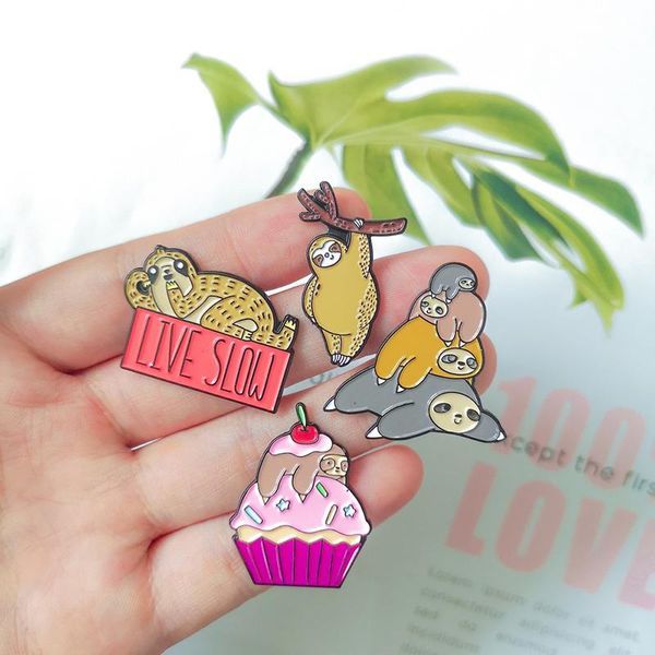 

pins, brooches lovely cute sloth koala colorful cartoon animal enamel pin yoga lazy flash lapel badges pins for friends, Gray