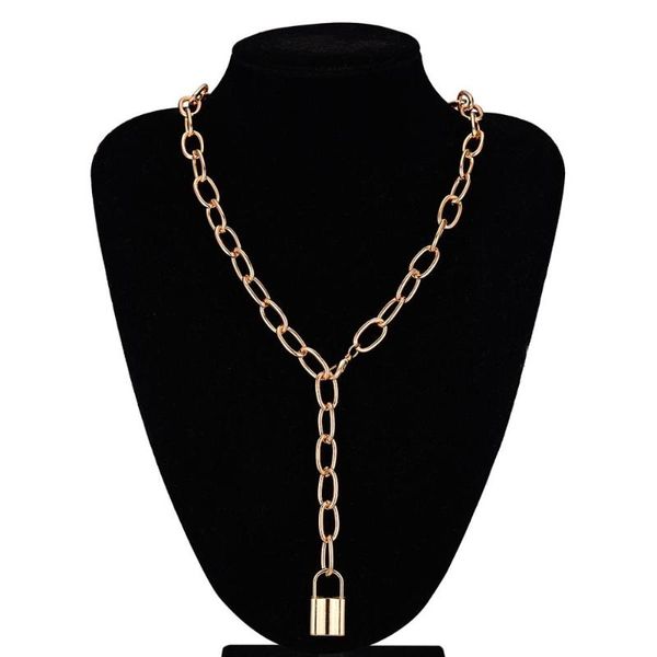 

steampunk hip hop padlock adjustable long necklace jewelry for women men statement summer beach party club neck collar jewelry, Silver