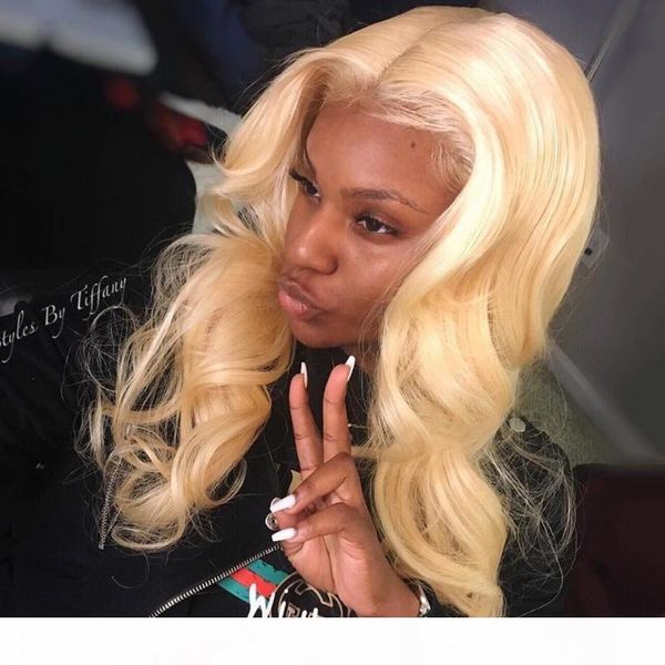 

body wave 13x6 t lace front human hair wigs pre plucked malaysia with baby hair for women 613 blonde lace wigs deep middle part, Black;brown