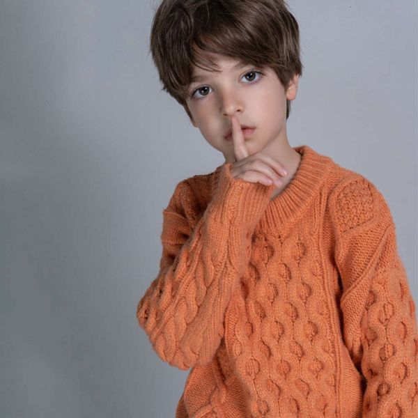 

2020 children's round neck pullover twist new cuhk cashmere boys' and girls' thickened parent child sweater, Blue