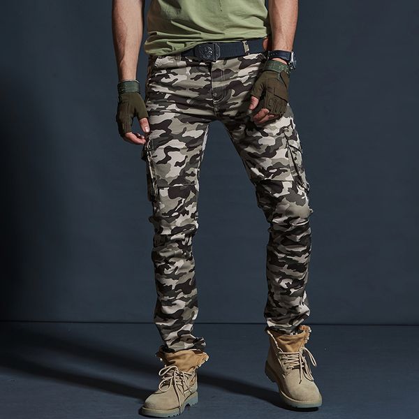

2020 denim joggers cargo of men camo military style streetwear men's casual army man pants au1q, Black