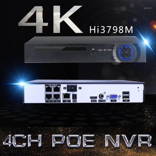 

kits ctvman 4k 4ch poe video recorder cctv dvr nvr home onvif network security sureveillance1, Black;white