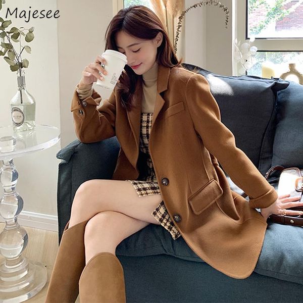 

wool coats long sleeve sashes elegant womens single breasted turn down collar korean version ladies leisure loose trendy stylish1, Black