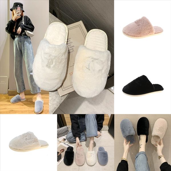 

n47ue summer women furry fluffy faux fur slippers minion plush stuff slipper slippers slides rhinestone sandals plush cute, Black