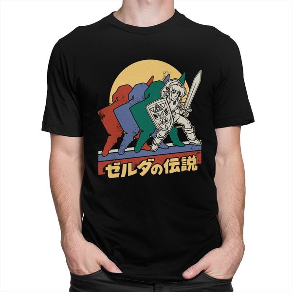 

sport vintage the legend of zelda t shirt men link kanji tshirt men short sleeve 80s video game t-shirt graphic cotton slim fit tee