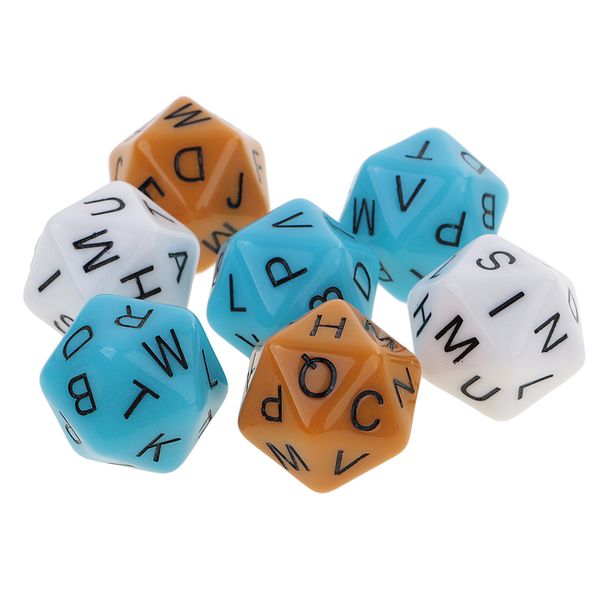 

plastic 7 pieces 20-sided dices set english letters educational toys 16mm