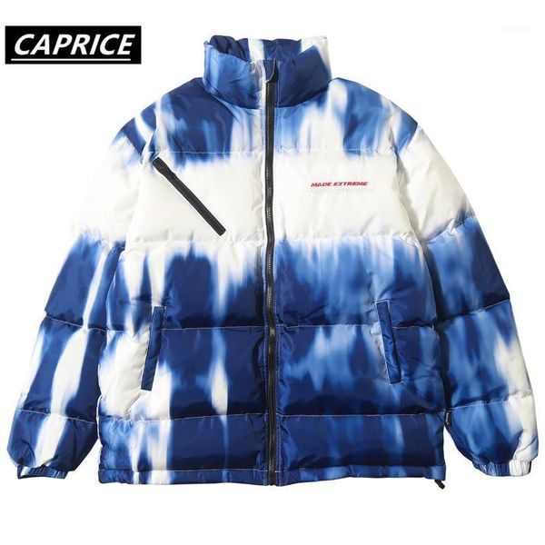 

men's down & parkas tie dye thick warm jackets men/women hip hop winter harajuku block windbreaker streetwear coat outwear1, Black