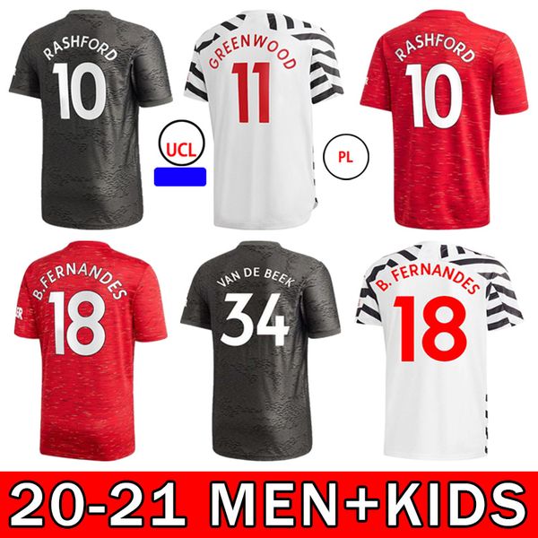 

20 21 new short sleeve soccer jerseys sancho rashford greenwood james pogba martial maguire fans version home away football shirt, Black;yellow