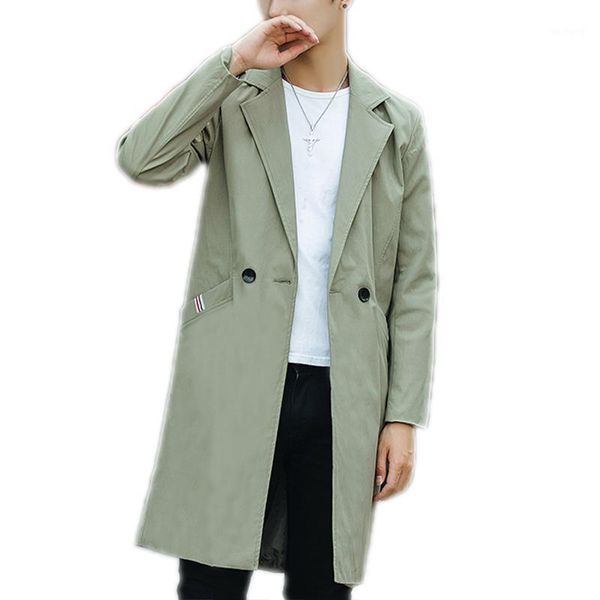 

men's vintage autumn long cardigan 2018 male trench coat men manteau long homme abrigos hombre streetwear asian size tr011, Tan;black