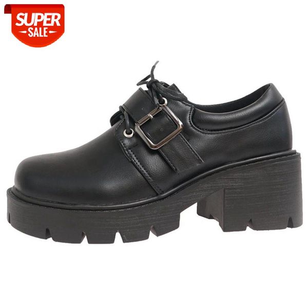 

ribetrini 2021 new arrival female lace up solid platform buckle shoes women pumps concise classic casual spring pumps #3l11