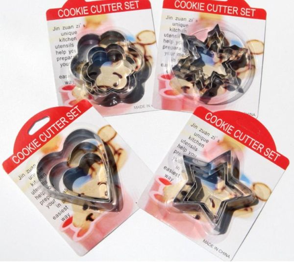 3 pz/set Cuore plum fiore fiocco di neve Forma in acciaio inox Cottura Cookie Cutter Torta Frittura Uovo Stampo Kithchen Strumenti SN2198