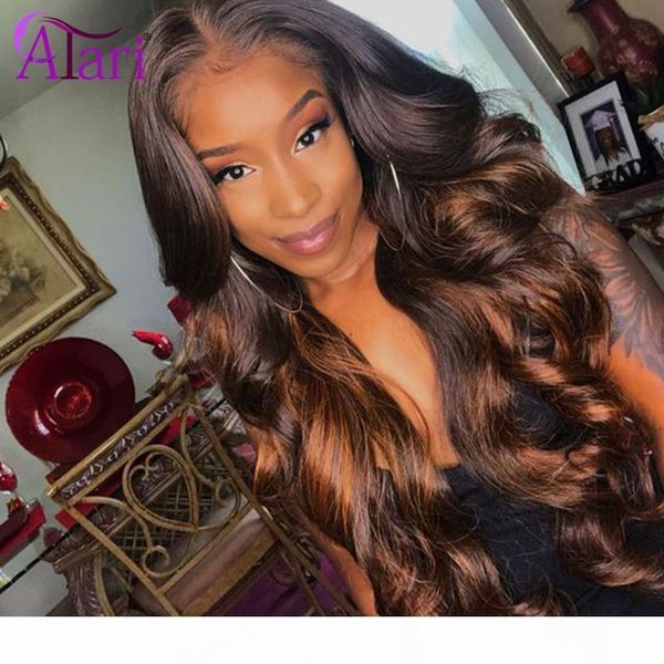 

highlight ombre wig transparent lace wigs body wave lace front wig virgin hair wavy wigs for black women pre plucked, Black;brown