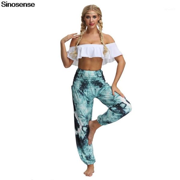 

women's pants & capris women sporty dance harem 2021 tie dye gradient elastic high waist loose trousers casual pockets long pantalon1, Black;white